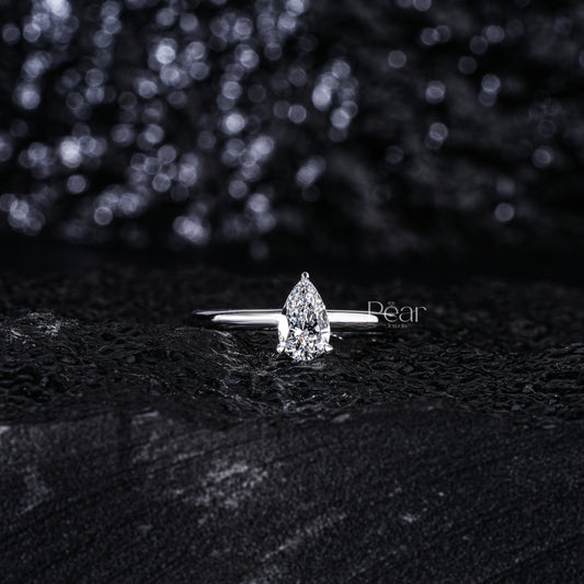 0.6Ct Pear Labgrown Diamond Solitaire Engagement Ring - Pear Jewels