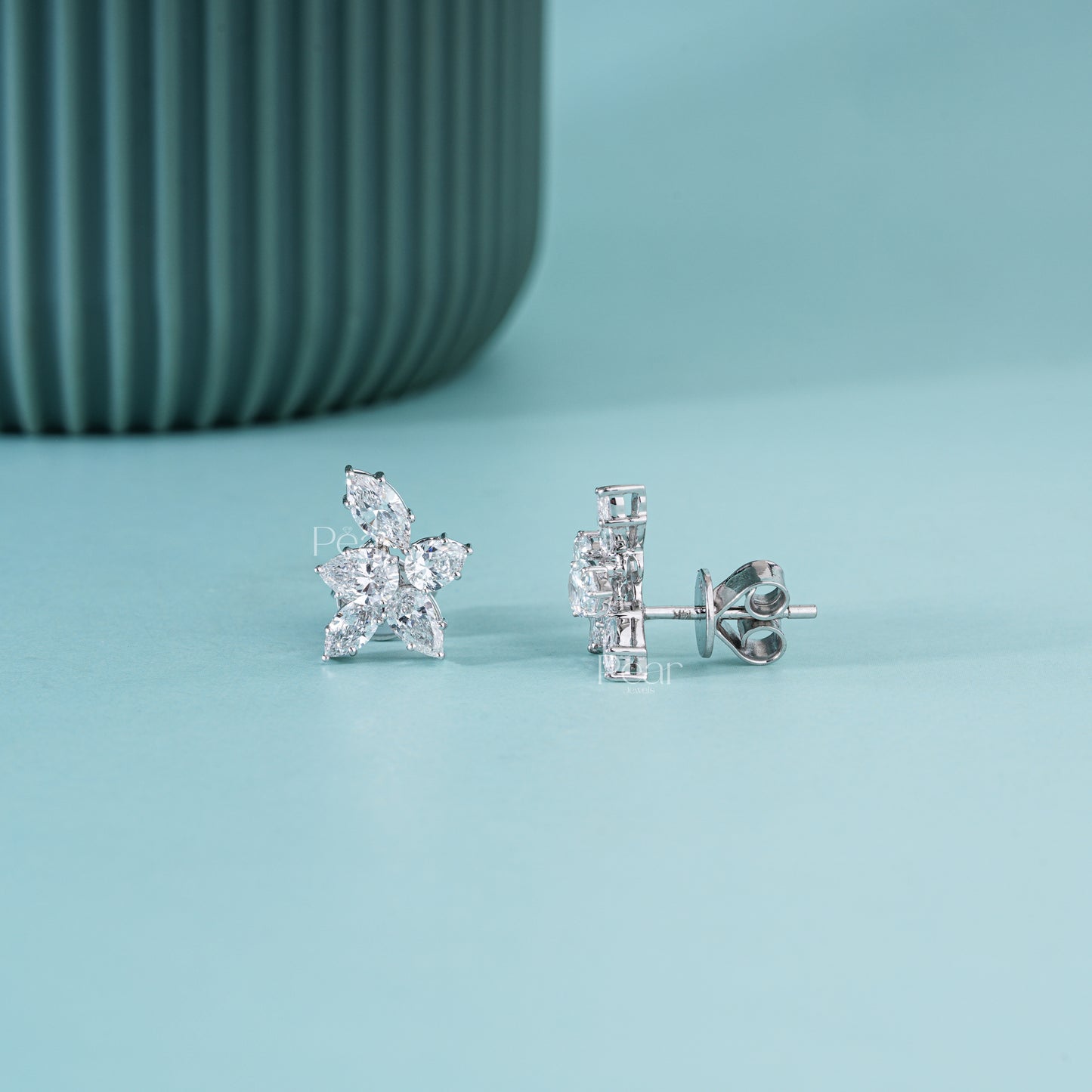 Pear & Marquise Lab-Grown Diamond Flower Earrings