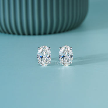 14K Oval Lab-Grown Diamond Stud Earrings – 3.00 TCW, D Colour, VVS2 Clarity
