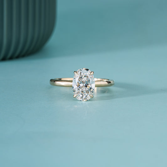 2CT Oval Hidden Halo Lab-Grown Diamond Solitaire Ring - Y