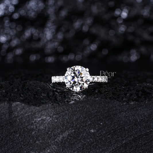2.0Ct Round Solitaire Labgrown Diamond Engagement Ring - Pear Jewels