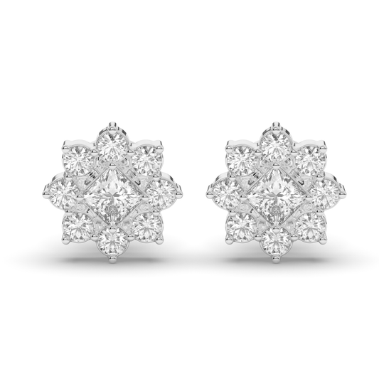 Chic Cluster Round & Princess Lab-Grown Diamond Earrings - Pear Jewels