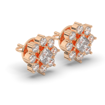 Chic Cluster Round & Princess Lab-Grown Diamond Earrings - Pear Jewels