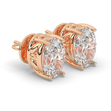 Classic Oval Lab-Grown Diamond Solitaire Studs with Prong Setting - Pear Jewels