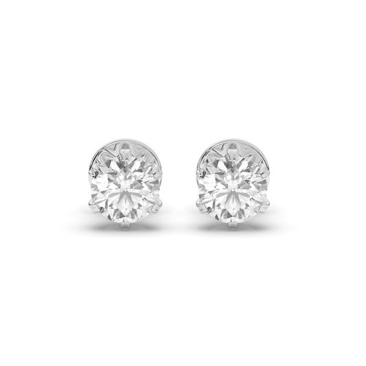 Classic Round Prong-Set Solitaire Lab-Grown Diamond Stud Earrings - Pear Jewels