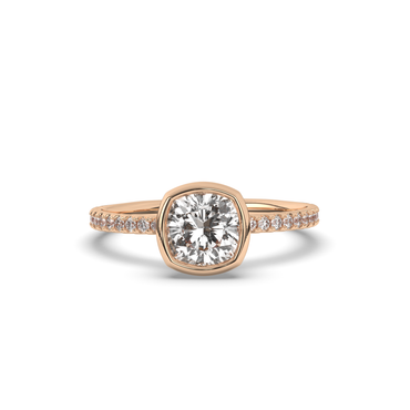 Cushion Bezel Lab-Grown Diamond Engagement Ring - Pear Jewels