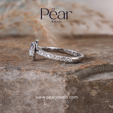 Double Halo Round Lab Grown Diamond Engagement Ring - Pear Jewels