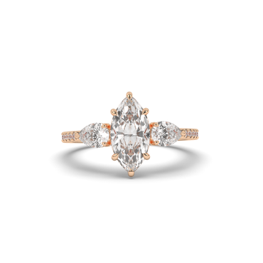 Elegant Marquise Cut Lab-Grown Diamond Trilogy Ring with Pear & Round Accents - Pear Jewels