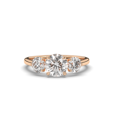 Elegant Three Stone Round Lab-Grown Diamond Ring with Classic Charm - Pear Jewels