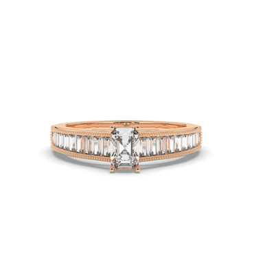 Emerald & Baguette Labgrown Engagement Ring - Pear Jewels