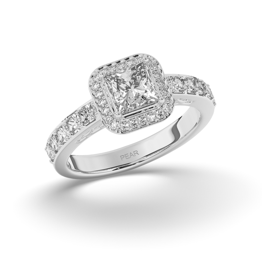 Halo Princess Lab-Grown Diamond Ring - Pear Jewels