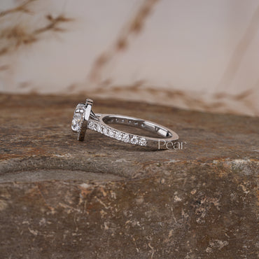 Halo Set Heart Shape Lab grown Diamond Ring - Pear Jewels