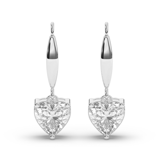 Heart-Shaped Lab-Grown Diamond Dangle Earrings - Pear Jewels