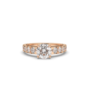 Lab-Grown Diamonds Classic Round Solitaire with Side Stones Ring - Pear Jewels