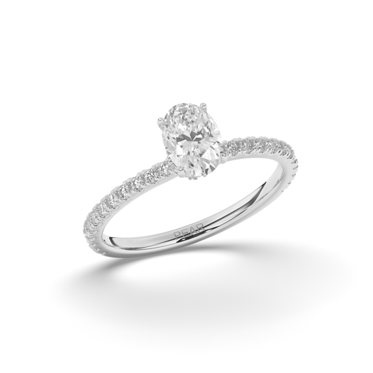 Lab-Grown Diamonds Solitaire Oval Side Stone Ring - Pear Jewels