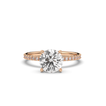 Lab-Grown Diamonds Solitaire Round with Side Stones Ring - Pear Jewels