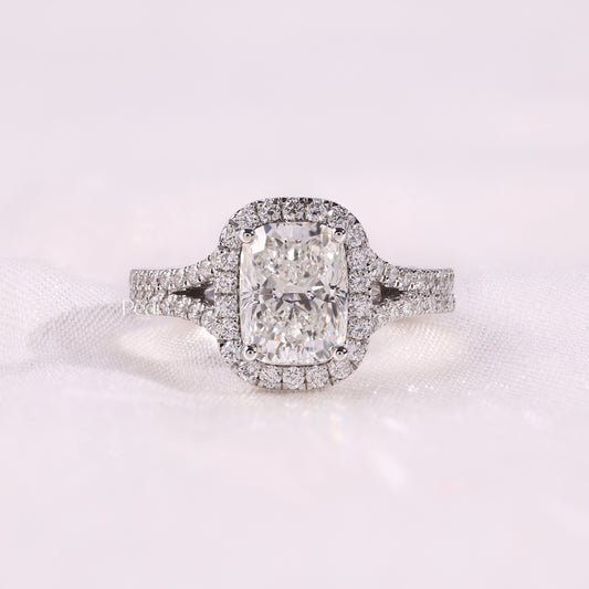 2.00CT Radiant Cut Halo Lab-Grown Diamond Engagement Ring