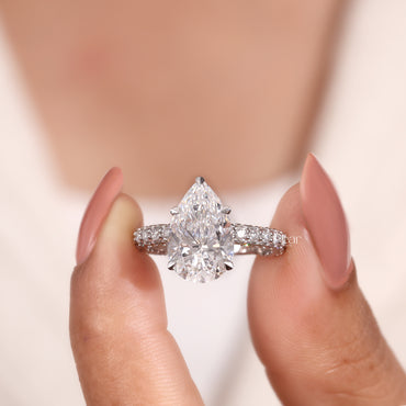 4.00CT Pear Cut Lab-Grown Diamond Engagement Ring with Side Diamonds