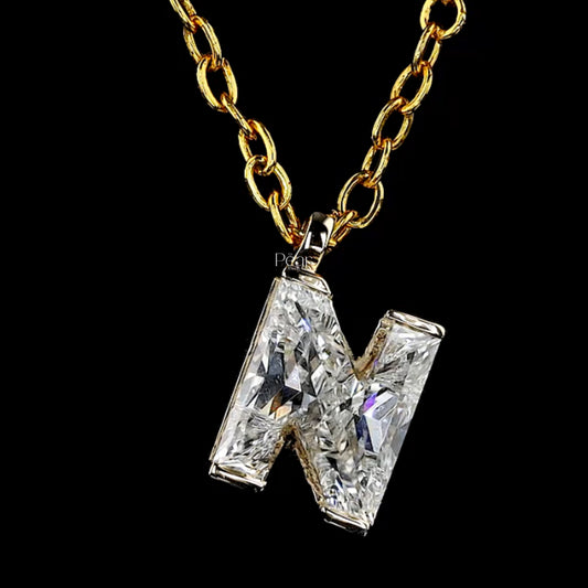 “N” Initial 7mm Lab-Grown Diamond Letter Pendant Necklace