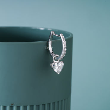 2.00TCW Heart Cut Lab-Grown Diamond Drop Hoop Earrings