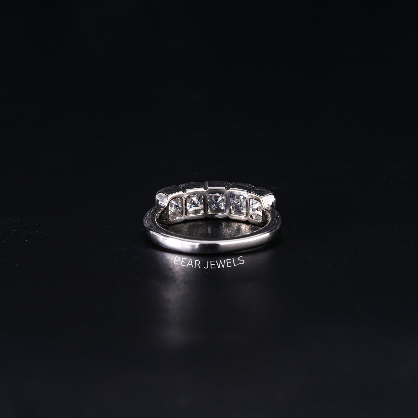 5 Stone Asscher Pinky Labgrown Diamond Ring - Pear Jewels