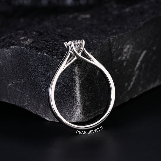 0.5Ct Round Fancy Solitaire Labgrown Diamond Ring - Pear Jewels