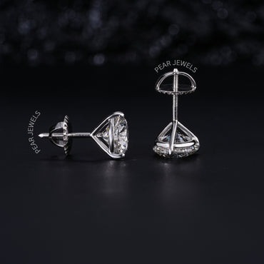 1.00Ct Three Prongs Martin Setting Labgrown Diamonds Studs - Pear Jewels