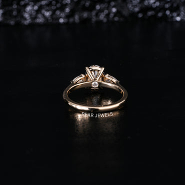 1.5Ct Oval & Pear Three Stone Labgrown Diamond Engagement Ring - Pear Jewels