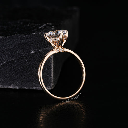 2.00CT Round Halo Labgrown Diamond Engagement Ring - Pear Jewels