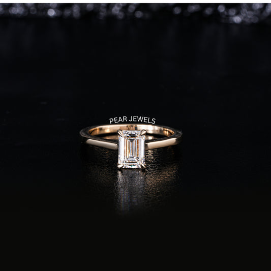 1.5ct Emerald Solitaire Labgrown Diamond Ring - Pear Jewels