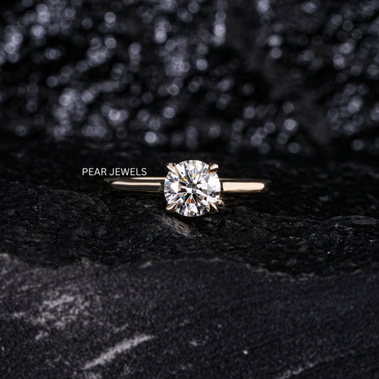 1.2Ct Round Solitaire Labgrown Diamond Engagement Ring - Pear Jewels