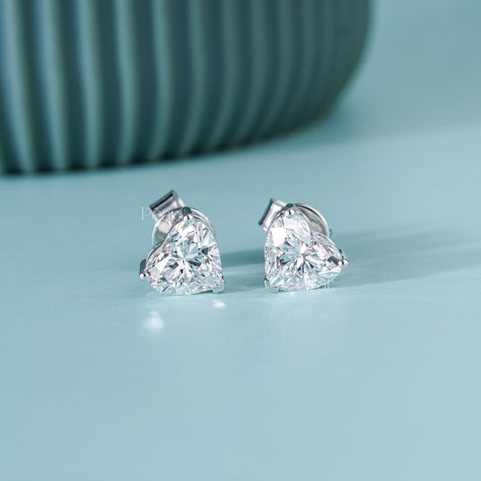 Heart Lab-Grown Diamond Stud Earrings – 2.00 TCW, D Colour, VVS2 Clarity
