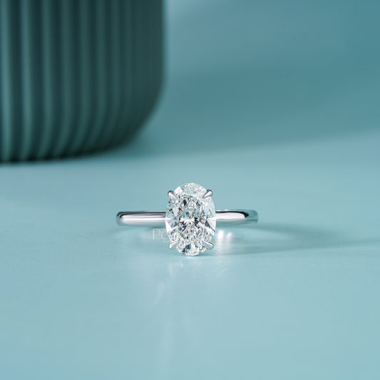 Oval Hidden Halo Lab-Grown Diamond Solitaire Ring – 3.00 CT, E Colour, VVS2