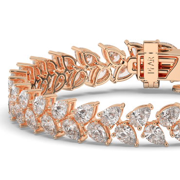 Pear Cut Lab-Grown Diamond Tennis Wreath & Leaf Garland Bracelet - Pear Jewels