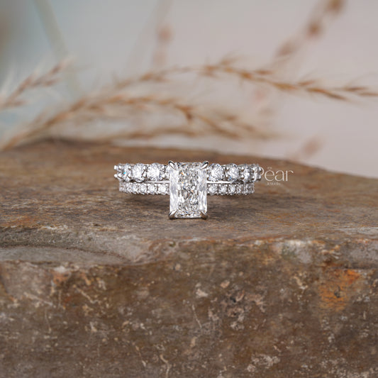 Radiant Lab grown Diamond Wedding Band - Pear Jewels