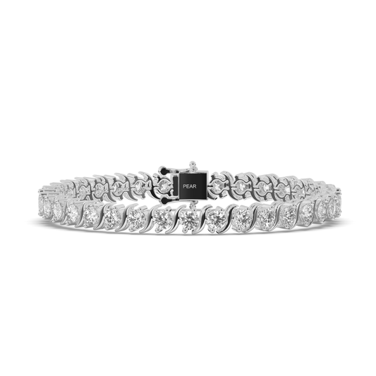 Round Cut Lab grown Diamond S-type Tennis Bracelet - Pear Jewels
