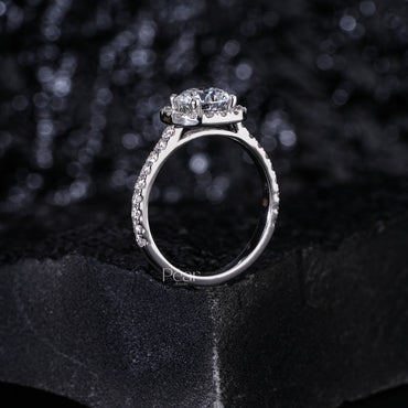 Round Halo Square Labgrown Diamond Ring - Pear Jewels