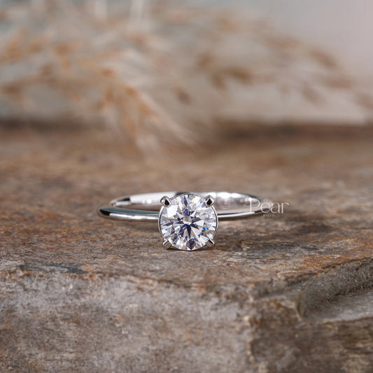 Round Solitaire Lab-Grown Diamond Proposal Ring - Pear Jewels