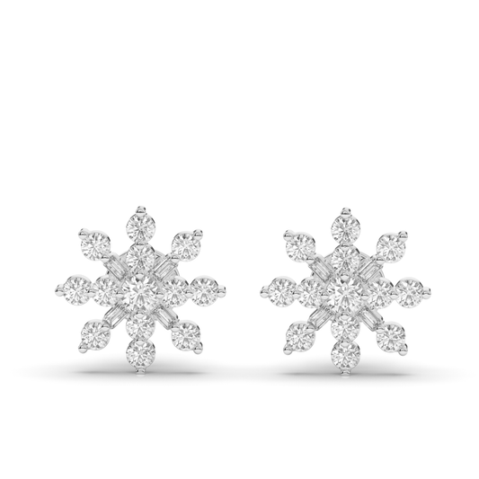 Round & Baguette Lab-Grown Diamond Luxe Cluster Earrings - Pear Jewels