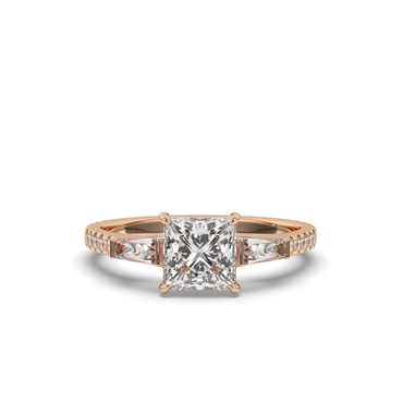 Three Stone Princess & Baguette LabGrown Diamond Ring - Pear Jewels