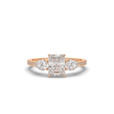 Three Stone Radiant Lab-Grown Diamond Ring - Pear Jewels