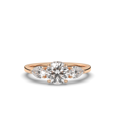 Three Stone Round & Pear Labgrown Diamond Ring - Pear Jewels