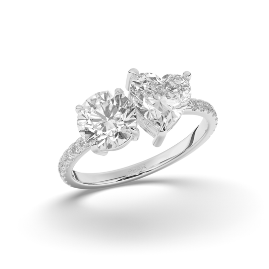Toi Et Moi Round & Heart Lab-Grown Diamond Ring - Pear Jewels