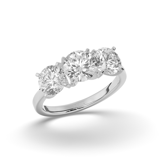 Troupee Round Lab-grown 3 Stone Diamond Ring - Pear Jewels