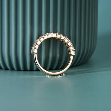 Emerald Labgrown Diamond Half Eternity Wedding Band 1.3 TCW