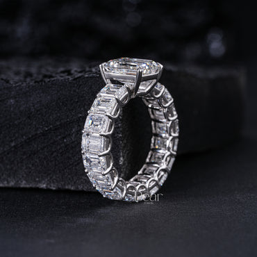 2.5ct Emerald Solitaire and Eternity Wedding Ring - Pear Jewels