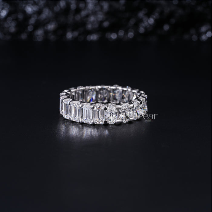 0.10CT Emerald &amp; Oval Eternity Lab-Grown Diamond Band