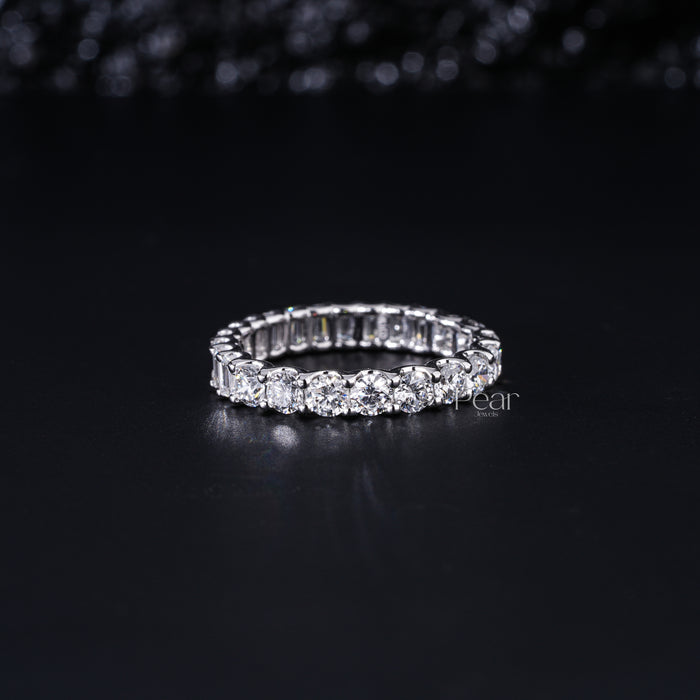 0.10CT Emerald & Round Eternity Lab-Grown Diamond Band