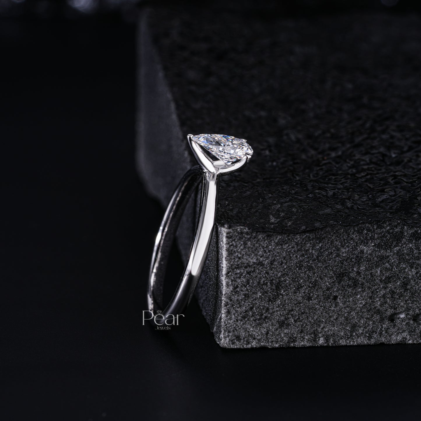 0.6Ct Pear Labgrown Diamond Solitaire Engagement Ring - Pear Jewels