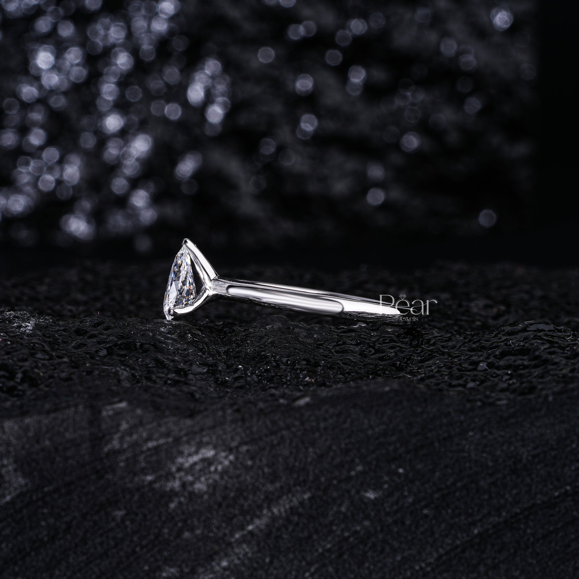 0.6Ct Pear Labgrown Diamond Solitaire Engagement Ring - Pear Jewels